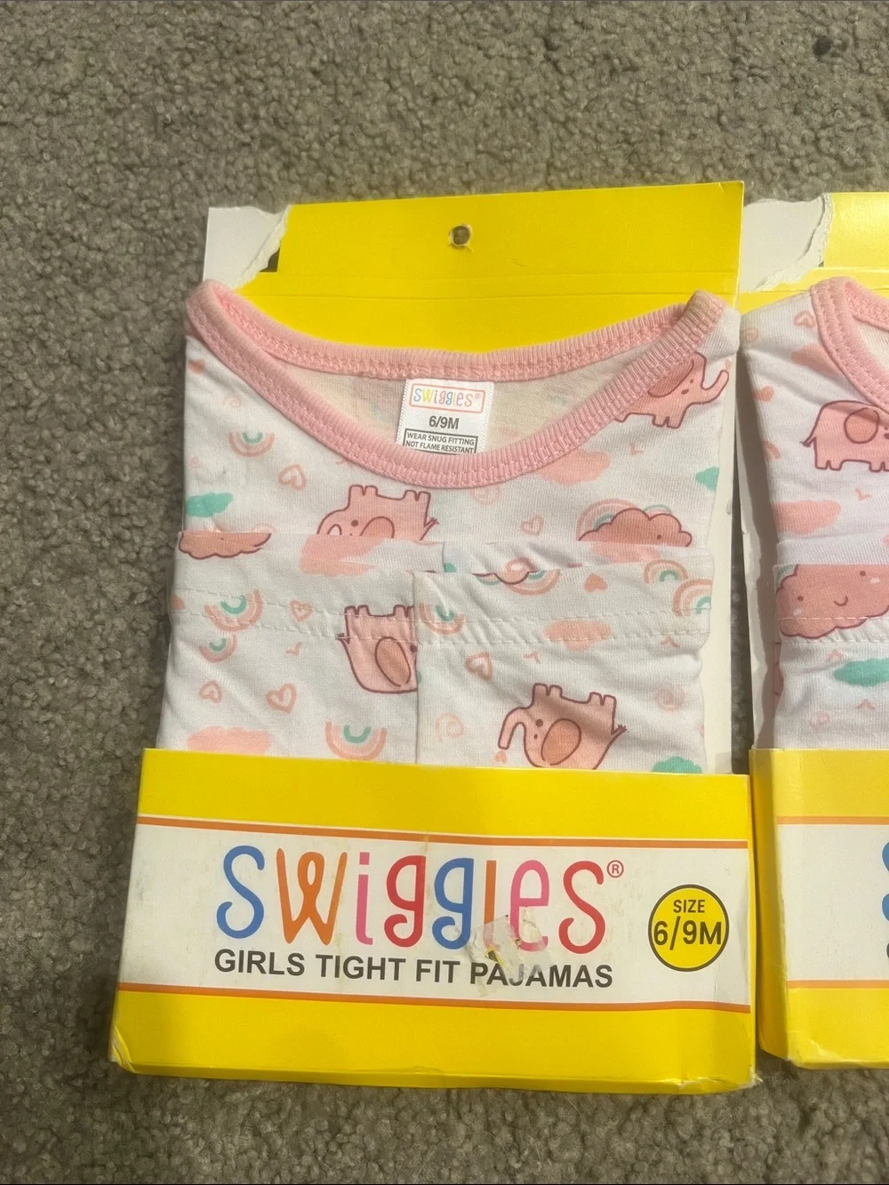 Swiggles Girls Pink & White Cloud and Rainbow Pajama Set